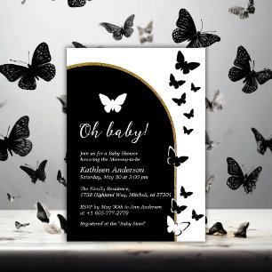 Invitation Baby shower Noir Et Blanc Élégant Neutre Hommes Et