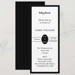 Invitation Baby shower Noir Et Blanc Simple Personnalisé
