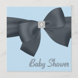 Invitation Baby shower noir et bleu élégant