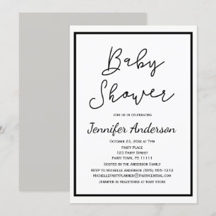 Invitation Baby shower noir noir neutre pour un sexe simple