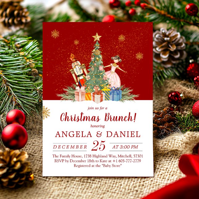 Invitation Baby shower Noisette Brunch de Noël (Nutcracker Baby Shower Christmas Brunch Invitation)