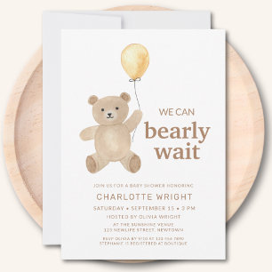 Invitation Baby shower non sexiste de l'ours en peluche