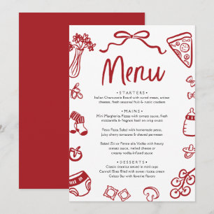Invitation Baby Shower Nouilles à la Pizza Rouge Main Levée I