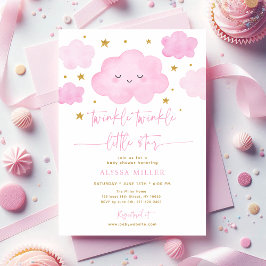 Invitation Baby shower nuage rose Twinkle Star