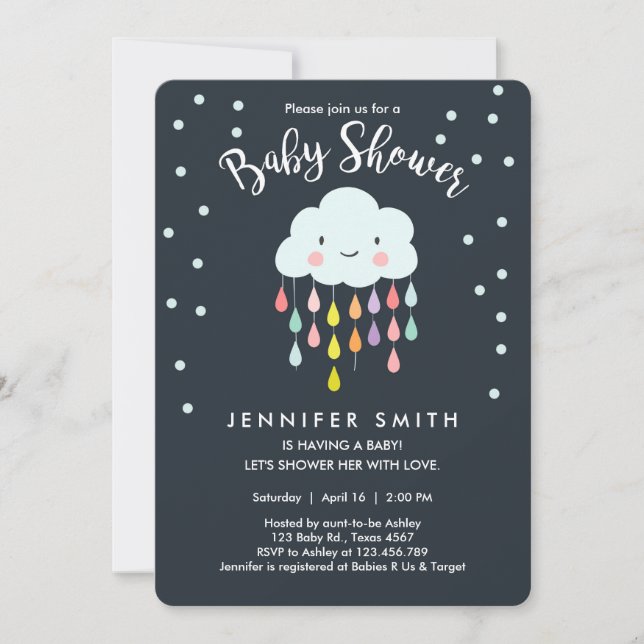 Invitation Baby shower nuageux Raindrop Love (Devant)