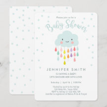 Invitation Baby shower nuageux Raindrop Love