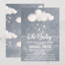 Invitation Baby shower nuageux Raindrop Love