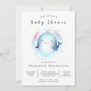 Invitation Baby shower numérique de baleines à eau