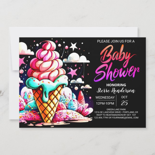 Invitation Baby shower numérique moderne Sundae (Devant)