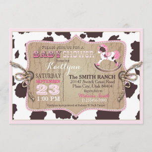 Invitation Baby shower occidental de cheval de basculage de