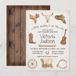 Invitation Baby shower occidental rustique Cowboy