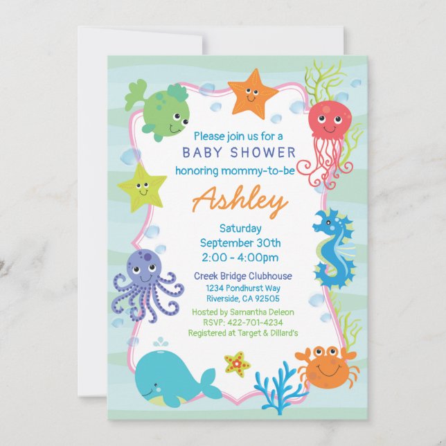 Invitation baby shower Océan (Devant)