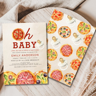 Invitation Baby shower Oh Baby Pizza & Pacifiers