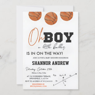 Invitation Baby shower Oh Boy Basketball Modifiable