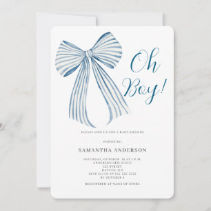 Invitation Baby Shower Oh Boy Blue Bow Bébé