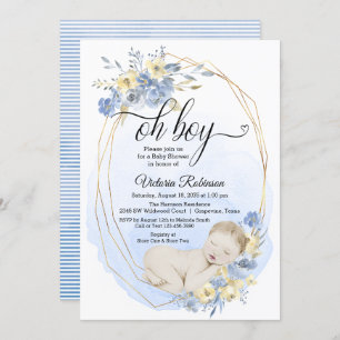 Invitation Baby shower Oh Boy Gold