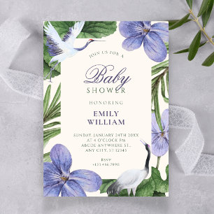 Invitation Baby shower oiseau décoratif floral