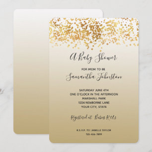 Invitation Baby Shower Ombre Confettis Pailletés Dorés