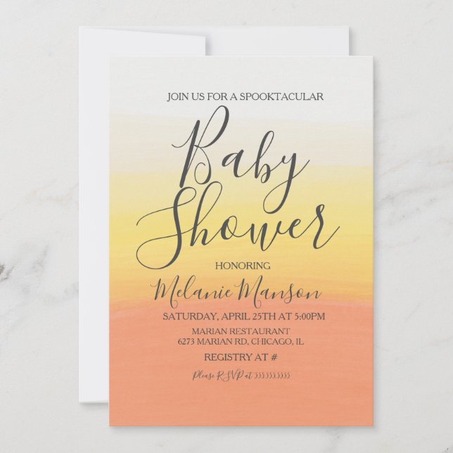 Invitation Baby shower Ombre Halloween Candy Corn (Devant)