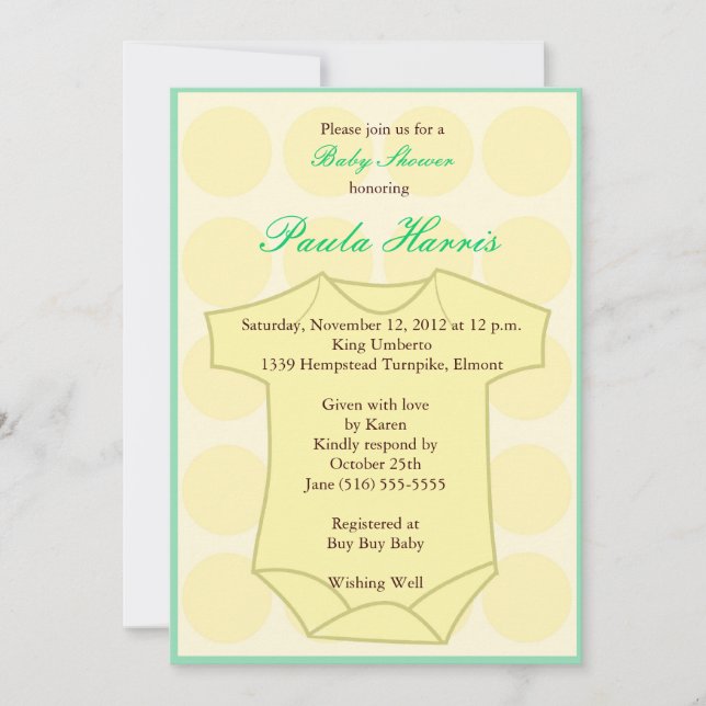 Invitation Baby shower Onesy (Devant)