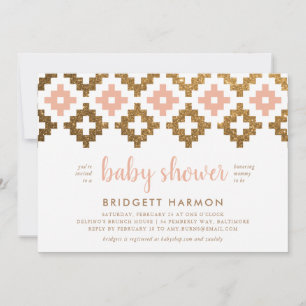 Invitation Baby shower or et Blush Boho Aztec