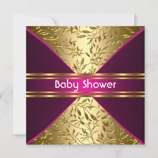 Invitation Baby shower or et rose (Devant)