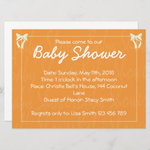 Invitation Baby shower orange