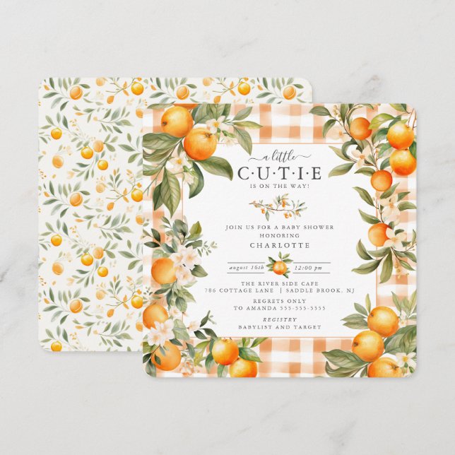 Invitation Baby shower Orange Blossom Bliss (Devant / Derrière)