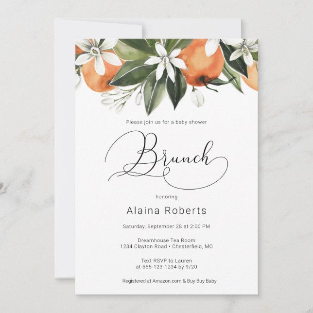 Invitation Baby shower Orange Blossom Brunch (Devant)