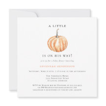 Baby shower orange Citrouille d'aquarelle amusante