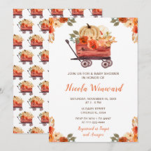 Baby shower Orange Floral Citrouille