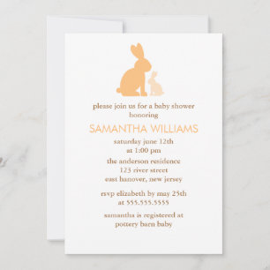 Invitation Baby shower Orange Mom and Baby Rabbit