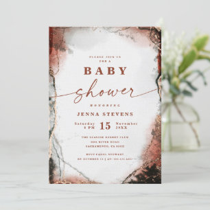 Invitation Baby shower orange rustique Abstrait moderne