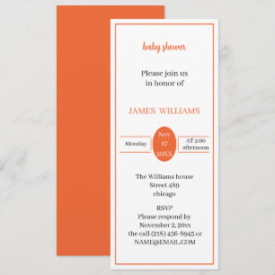 Invitation Baby shower orange simple personnalisé