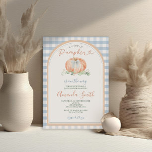 Invitation Baby Shower Orange Un Petit Citrouille Gingham Ble
