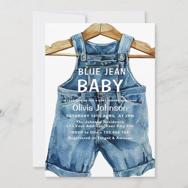 Invitation Baby shower Ouest Blue Jean Boy (Devant)