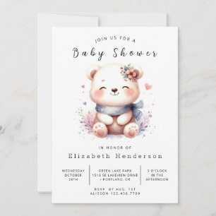 Invitation Baby shower Ours Bébé Whimsy