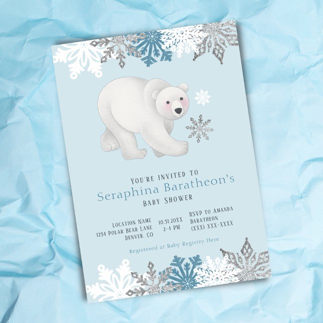 Invitation Baby shower Ours bleu Icy (Créateur téléchargé)