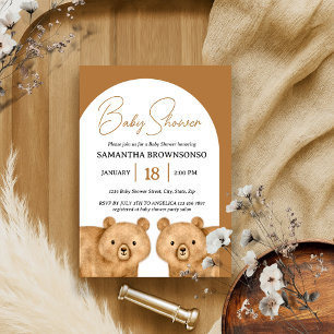 Invitation Baby Shower Ours Brun