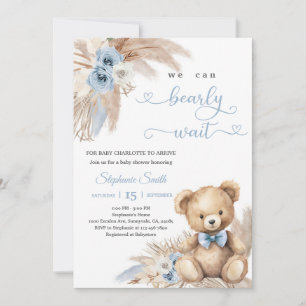 Invitation Baby Shower Ours Brunisseuse d'Herbe