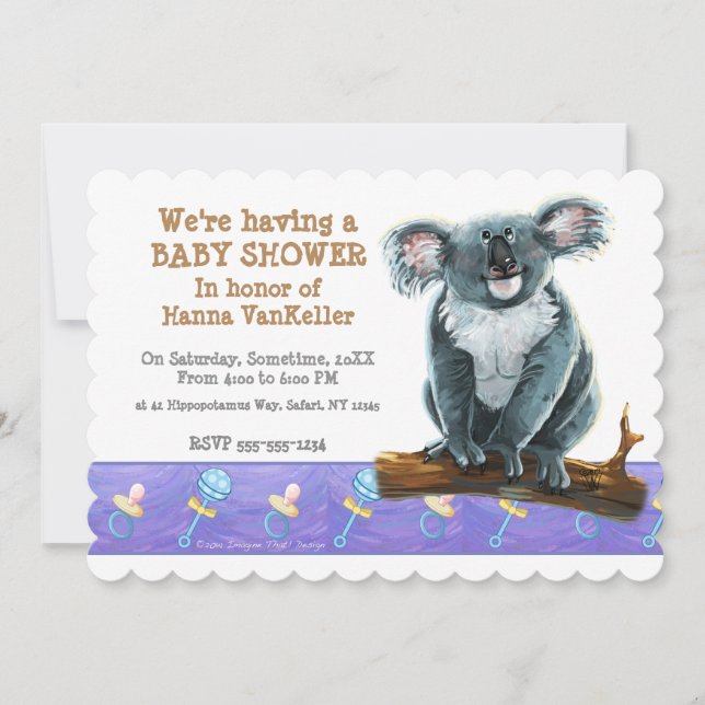 Invitation Baby shower Ours de Koala (Devant)
