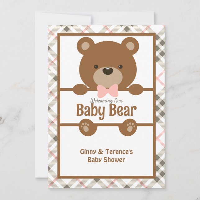 Invitation Baby shower Ours - Douche de Grossesse Classique (Devant)