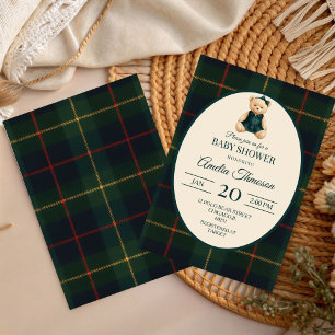 Invitation Baby Shower Ours en peluche de luxe élégant