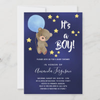 Baby shower ours en peluche garçon étoile bleue