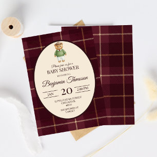 Invitation Baby Shower Ours en Peluche Luxueux et Chic