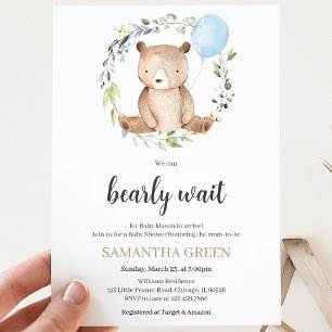 Invitation Baby Shower Ours en Verdure