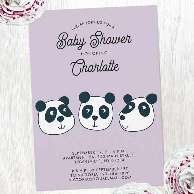 Invitation Baby shower Ours Panda géant (Cute personalized custom text Panda Bear baby shower invitation)
