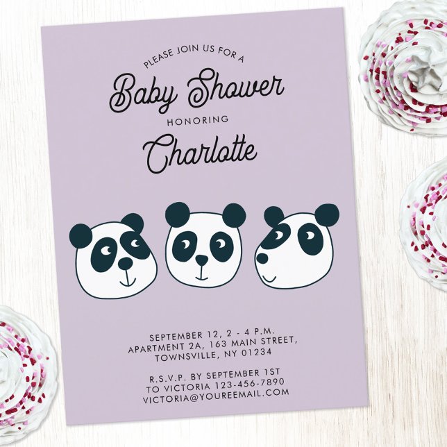 Invitation Baby shower Ours Panda géant (Cute personalized custom text Panda Bear baby shower invitation)
