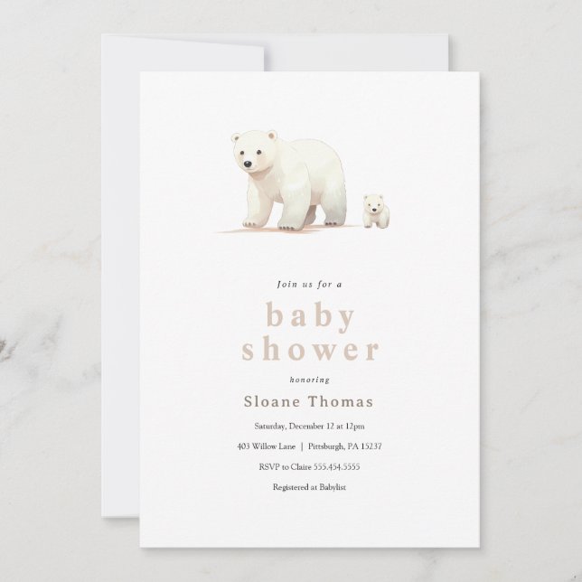 Invitation Baby shower Ours Polaire (Devant)