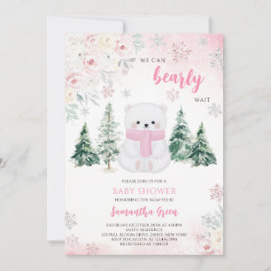 Invitation Baby shower Ours rose
